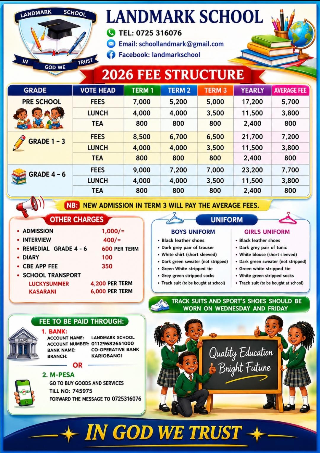 Landmark School Fee Structure - Page 1